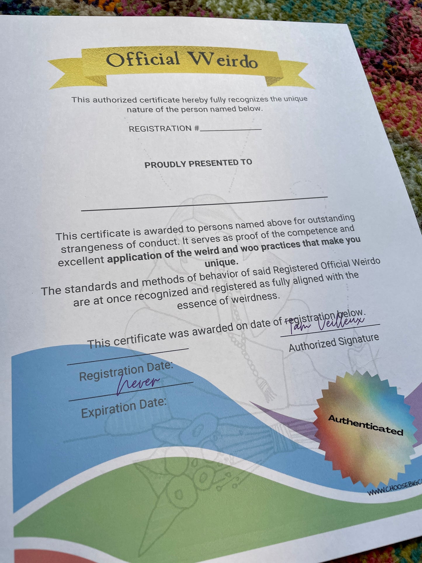 Official Weirdo Certification