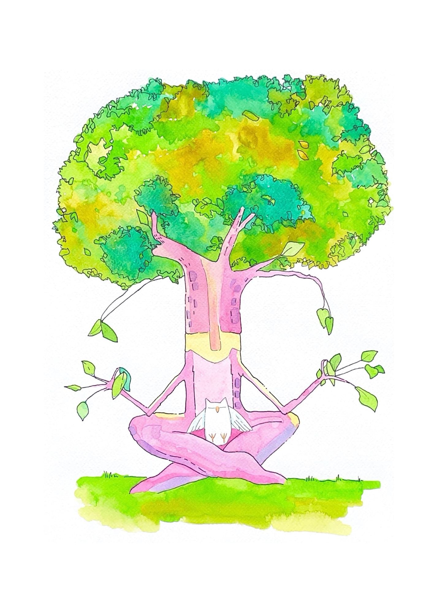 Heavily Meditated Meditating Tree Art Print