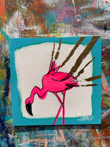 Flamingoes Original 4 x 4 Art