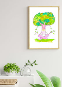 Heavily Meditated Meditating Tree Art Print